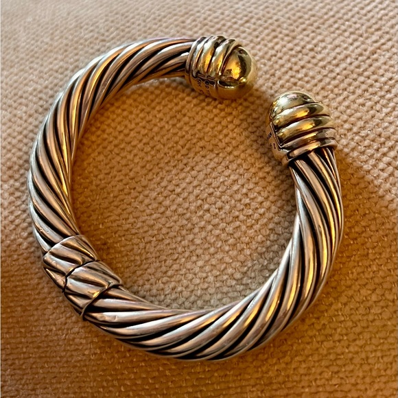 David Yurman 10mm Cable Cuff with 14K Gold Domes - Picture 5 of 15